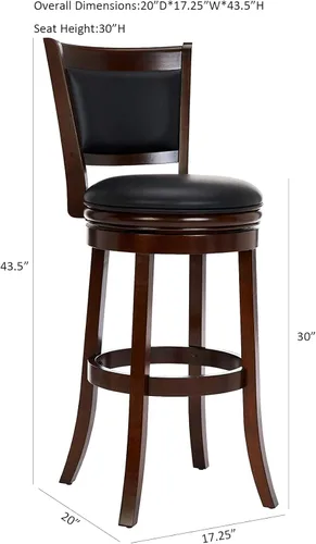 Vista 75 de Ball & Cast Taburetes giratorios tapizados para mostrador de cocina, taburetes de bar de 24 pulgadas de altura del asiento, silla de taburete