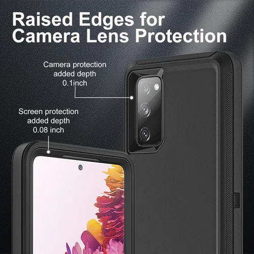Vista 3 de YKHJKLEC Funda para Samsung Galaxy S20 FE, grado militar, a prueba de golpes, caídas y polvo, con 2 protectores de pantalla de poliuretano