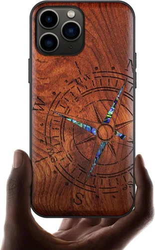 Vista 12 de Carveit Funda protectora de madera de diseñador para iPhone 11 Pro (grabado de madera e incrustaciones de carcasa) compatible con 11 Pro