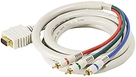Cable de video componente SVGA a RGB de 50 pies HD-15 3-RCA macho Python D-Sub HDTV componente dorado RGB marfil 24 K placa de oro codificada por