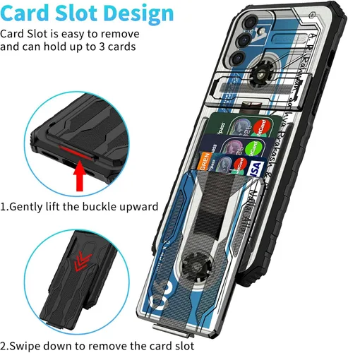 Vista 2 de Dikoer Funda para Samsung A13 5G Kickstand, doble capa de policarbonato duro suave TPU cartera desmontable con tarjetero resistente protección a