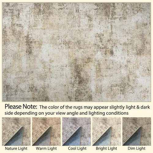 Vista 9 de Alfombra de área para sala de estar: alfombra lavable de 5 x 7 pies con respaldo antideslizante, sin desprendimiento, resistente a manchas