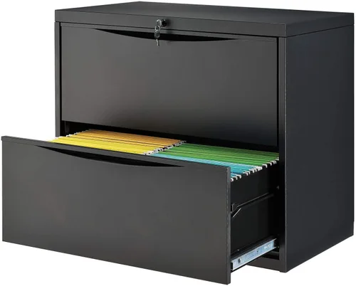 Vista 4 de Global Industrial Archivador lateral premium de 30" W, 2 cajones, negro