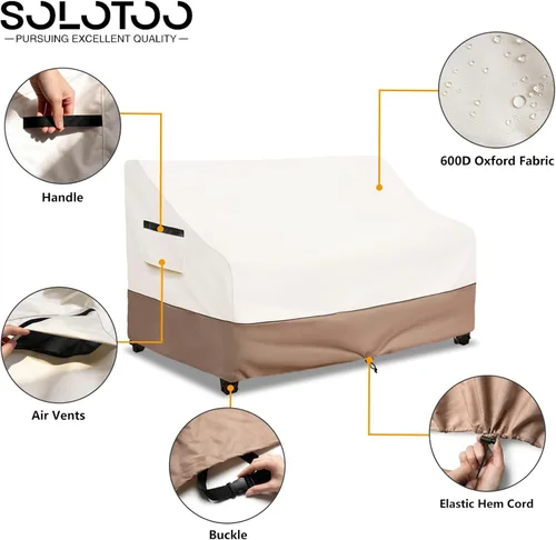 Vista 4 de Fundas para Muebles de Exterior Impermeables Funda para Sofá de Exterior de 3 Plazas, 79 pulgadas de ancho x 38 pulgadas de profundidad x 35