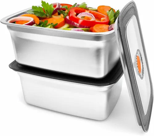 Vista 7 de 2 recipientes de acero inoxidable para almacenamiento de alimentos (33 onzas) con tapas, a prueba de fugas y herméticos, recipientes de acero