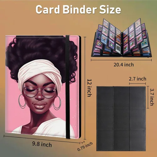 Vista 2 de Carpeta para tarjetas de intercambio, 9 bolsillos para tarjetas intercambiables, 360 bolsillos de doble cara, funda para tarjetas de tamaño Mujeres