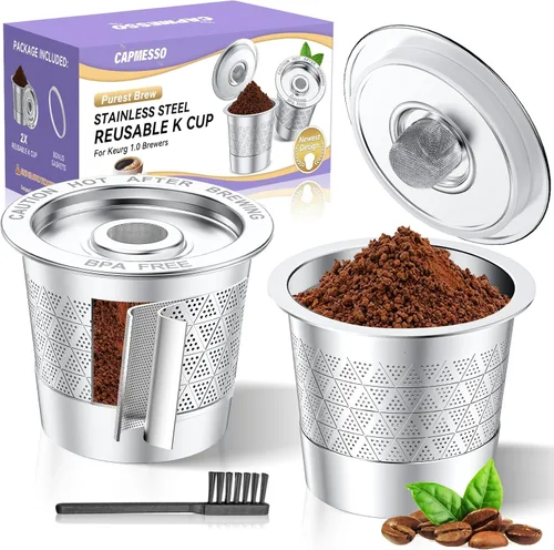 Vista 8 de CAPMESSO K-Cups reutilizables para Keurig 1.0: cápsulas de café recargables de acero inoxidable - Filtro de café de metal universal para cafetera