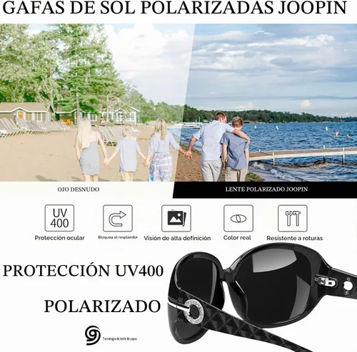 Vista 4 de Joopin Oversized Rectangle Sunglasses UV400 Protection Shades for Women Negro