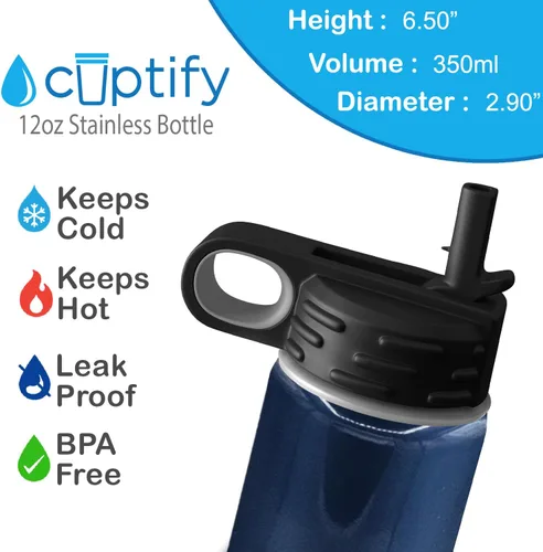 Vista 121 de Cuptify Botella de agua para niños personalizada con nombre en botella de agua aislada con anillo brillante verde de 12 onzas Verde brillante