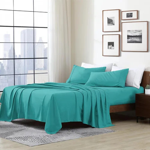 Vista 22 de Cathay Home Essentials Juego de sábanas de microfibra ultra suave, hipoalergénicas, resistentes a las arrugas, doble cepillado, color azul marino