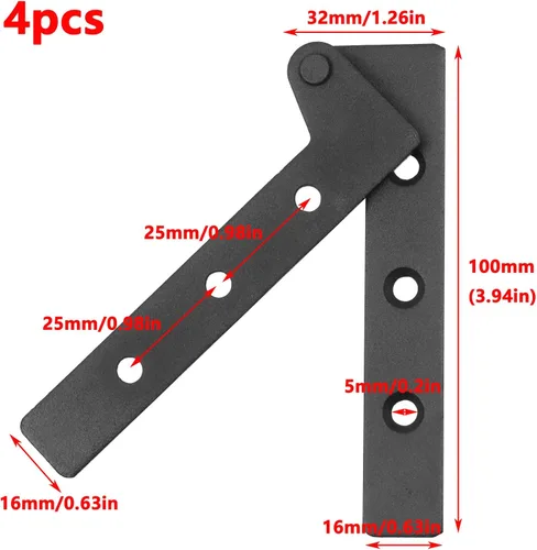 Vista 2 de Antrader Bisagra giratoria de 360 grados para ventana o puerta, paquete de 4, color negro