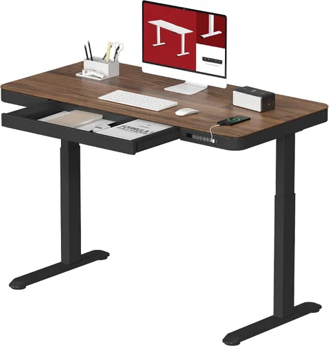 Vista 10 de SANODESK Escritorio eléctrico de una pieza ajustable en altura con cajón Blanco