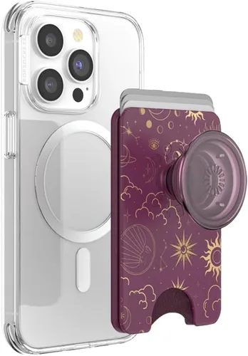 Vista 30 de PopSockets Cartera adhesiva para teléfono y tarjetero con agarre, púrpura - Aura