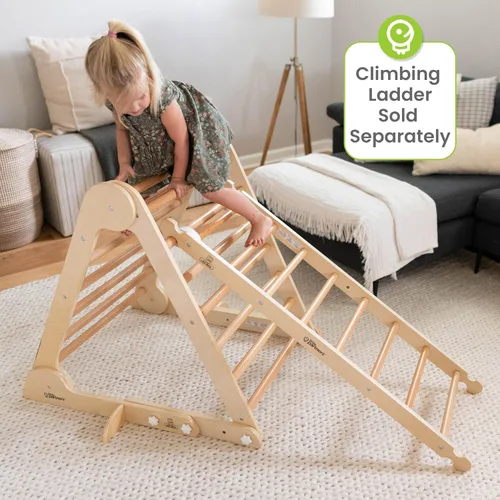 Vista 5 de Little Partners Learn 'N Climb Triángulo de escalada de madera plegable, gimnasio de escalada de madera para niños pequeños, escalador triangular