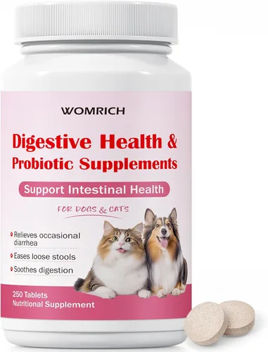 Probióticos para perros y gatos para la diarrea, 250 tabletas masticables, ayudan a aliviar la diarrea ocasional en gatos y perros, alivio de la