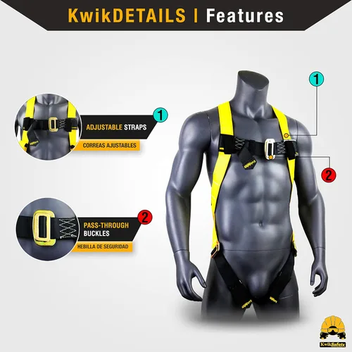 Vista 2 de KwikSafety - Charlotte, NC - TORNADO Fall Protection Safety Harness [Full Body Single D-Ring] Construction ANSI Tested OSHA