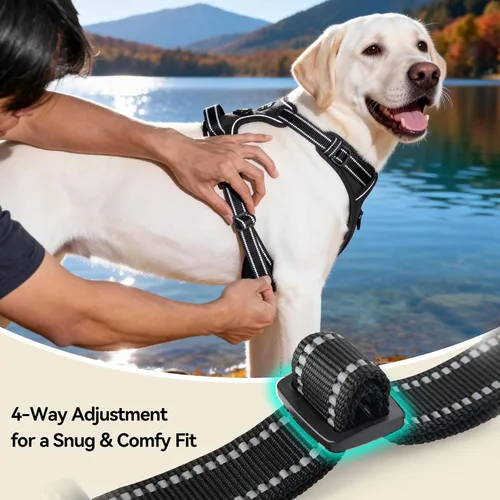 Vista 5 de PHOEPET Arneses para perros sin tirones para cachorros pequeños, chaleco reflectante ajustable con clip frontal con 2 ganchos de fijación de correa