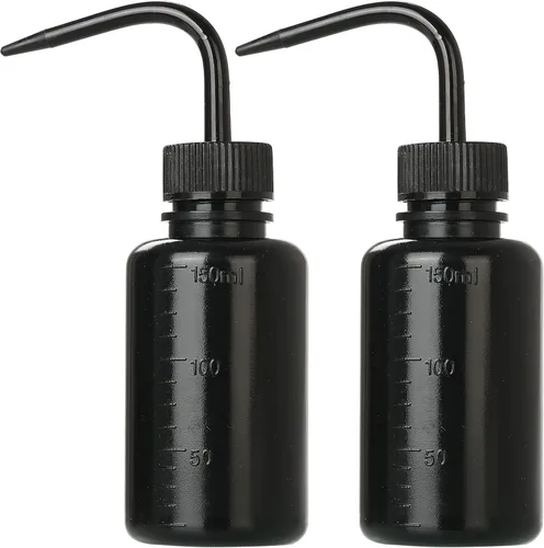 Paquete de 2 botellas de lavado de tatuajes de 5.1 fl oz | Botella de agua de 5 oz para riego de suculentas y uso médico, color negro