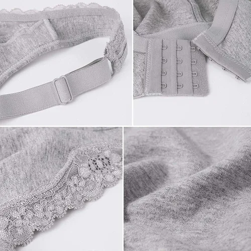Vista 7 de TELIMUSSTO Sujetador de encaje de algodón suave de talla grande para mujer, cobertura completa, sin varillas, sin relleno