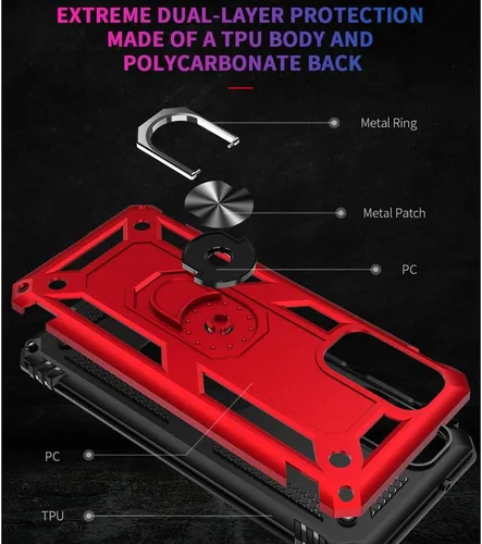 Vista 3 de Aozuoton Funda compatible con Samsung Galaxy S20 FE con protector de pantalla HD, grado militar, prueba de caídas de 16 pies, anillo, a prueba