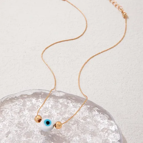 Vista 5 de YienDoo Gargantilla bohemia contra el mal de ojo, collar pequeño de protección contra el mal de ojo, collar con dije de ojo azul turco, gargantilla