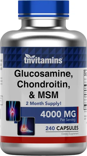 Cápsulas de suplemento de glucosamina, condroitina y MSM (4000 mg x 240 cápsulas) para hombres y mujeres | Potente suplemento de apoyo articular* |