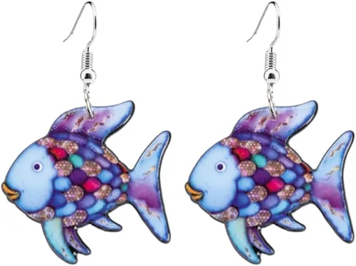 Pendientes colgantes de acrílico para mujer, profesora, estudiante, arcoíris, pez, ballena, sirena, regalo lindo para profesor