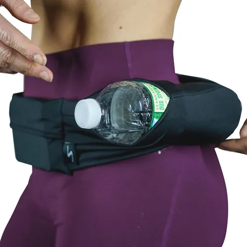 Vista 6 de Riñonera ajustable de 3 bolsillos para correr, riñonera para entrenar con respaldo resistente al sudor, soporta todos los modelos de iPhone