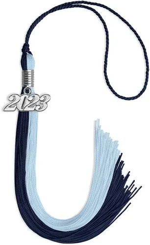 Vista 16 de Endea Graduation Borla de doble color con gota de fecha plateada (negro/oro antiguo, 2025)