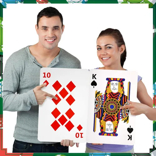Vista 3 de Cholemy Naipes gigantes jumbo de 11 x 17 pulgadas, cubierta de póquer súper grande, tarjetas temáticas de juego de gran tamaño para decoraciones