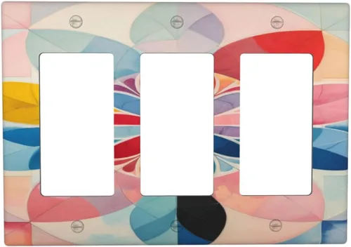 Vista 56 de Cubiertas decorativas para interruptor de luz de arte BOHO, figura abstracta de 1 gang, salida basculante, placa frontal decorativa del interruptor