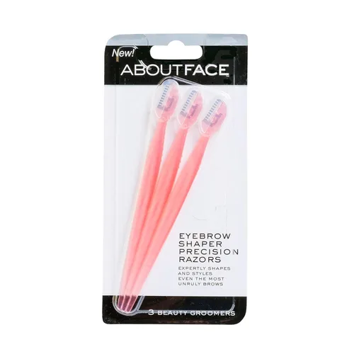 About Face Navaja Facial y Moldeador de Cejas (3 Unidades) - Elimina la pelusa de melocotón de mejillas, barbilla o frente y moldea delicadamente
