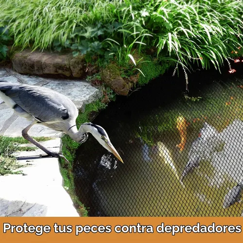 Vista 3 de PACETAP Kit de red para estanque de 7 x 10 pies para hojas, cubierta de estanque Koi resistente, cubierta protectora de piscina con estacas que