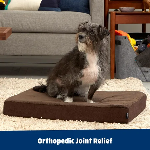 Vista 6 de Barkbox Cama ortopédica para perros Cómodo colchón de espuma viscoelástica para alivio de las articulaciones Soporte de cabeza y cuello Espresso