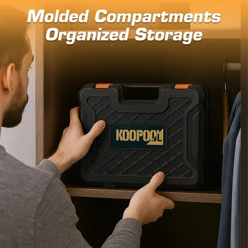 Vista 6 de KOOPOOL Juego de herramientas de 160 piezas, kit de herramientas básicas para el hogar y el automóvil con caja de herramientas, kit de herramientas
