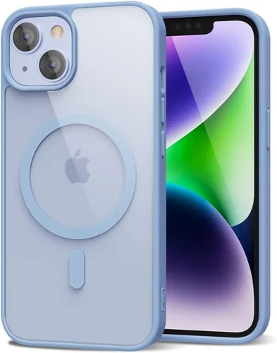 Vista 144 de oakxco Funda magnética transparente compatible con Magsafe, delgada, transparente, no amarillea, híbrida de silicona suave y cubierta protectora