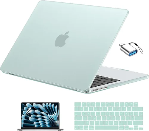 Vista 26 de EooCoo Funda compatible con MacBook Air de 13 pulgadas M5 2026-2022 M4 M3 M2 modelo A3449 A3240 A3113 A2681, Mac Air de 13.6 pulgadas, carcasa