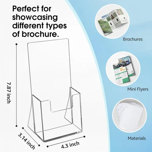 Vista 2 de MaxGear Soporte acrílico para folletos de 4 pulgadas, soporte de plástico transparente para libros, libros, revistas, menús, organizador multiusos