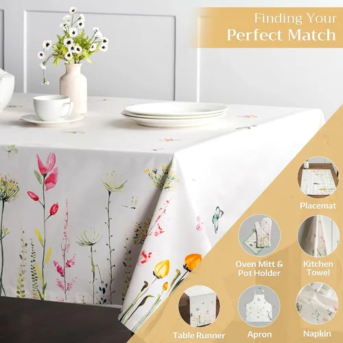 Vista 14 de Maison d' Hermine Table Cloth Rectangle Table 100% Cotton 70 x 120 Inches Fall Tablecloth Reusable Everyday Use for Thanksgiving Christmas