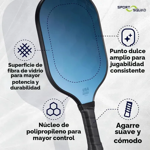 Vista 2 de Sport Squad Pickleball Paddles Set of 2 and Single Paddles - Lightweight, Durable & High-Performance Playability - Enhanced Grip & Power - USA