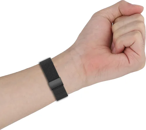 Vista 2 de FitTurn Paquete de 2 correas de reloj Wahoo ELEMNT Rival, rejillas de repuesto delgadas de malla de acero inoxidable con cierre a presión para Wahoo