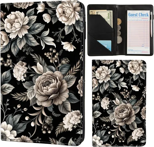 Vista 17 de Libreta rosa para mesera, libro para camarera, lindos libros para meseros con bolsillo con cierre, organizador de libros para meseras, talonario