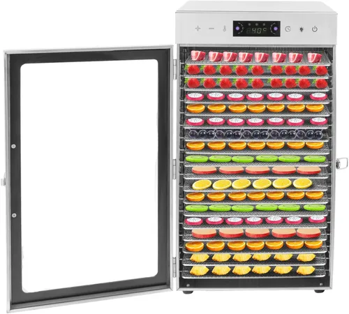 Máquina deshidratadora de alimentos de 800 W, 18 bandejas, máquina secadora de carne de acero inoxidable de 110 V con temporizador de 24 horas