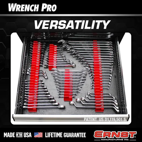 Vista 7 de Ernst Manufacturing Wrench Pro - Organizador modular de llaves para 20 herramientas con base magnética, fabricado en los Estados Unidos