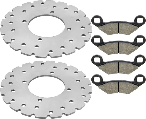 Vista 4 de Caltric Disco de freno delantero izquierdo derecho con pastilla compatible con Polaris Scrambler 500 2x4 4x4 01-09