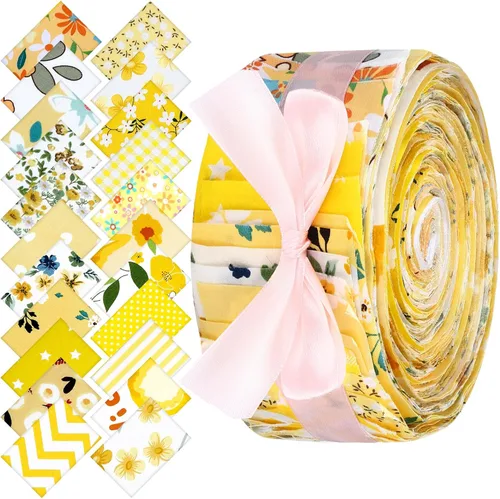 Vista 7 de Kingdder Tiras de Tela de Gelatina para Acolchado, Rollo de Retazos de 2.55 Pulgadas, Rollo de Algodón para Patchwork, Tela de Gelatina