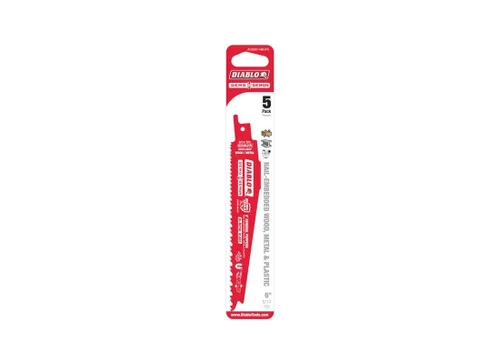 Vista 6 de Diablo Hoja de sierra recíproca bimetálica para cortes de uso general – 6 pulgadas de longitud, diente variable, diente, 8/14 TPI, paquete de 5