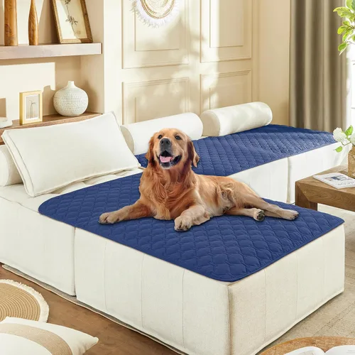 Vista 125 de gogobunny Funda de cama 100 % impermeable de doble cara para perro, manta para mascotas, sofá, protector de muebles para niños, perros y gatos, Azul