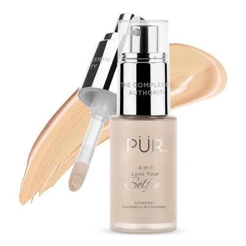 Vista 37 de PÜR MINERALS 4-in-1 Love Your Selfie Foundation & Concealer - Longwear Full Coverage Liquid Makeup Foundation with Hydrating Blend for