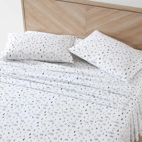 Vista 3 de Eddie Bauer - Juego de sábanas individuales, sábanas de percal de algodón, frescas y frescas, ideales para dormitorio
